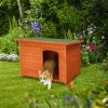 Waterproof Wood Dog House Pet Shelter Natural Wood Color L