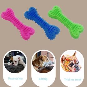 Dog Cat TPR Foam Eco-friendly TPR Chewing Toy Milky Scented Flat Bones Molar Teether Pet Supplies Spiny Soft Bite Resistant Toy (Color: Green)