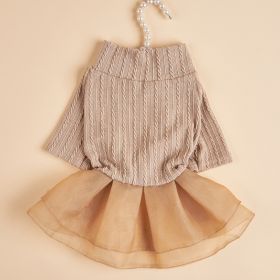 Pet Dog Knitted Fabric Mesh Short Skirt Dress; Cute Cat Apparel; For Small & Medium Dogs (Color: Khaki)