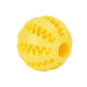 Dog Squeaky Ball Toy; Pet Chew Toy For Dog; Tooth Cleaning Ball Bite Resistant Pet Supplies (Color: Yellow)