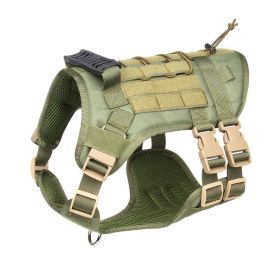 Tactical Dog Harness For Small Medium Large Dog; Dog Harness Vest With Soft Padded And D-Ring Collar (Color: Army Green)