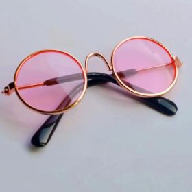 Pet Sunglasses Dog Cat Vintage Round Reflection Glasses for Photos Props Fashion Accessories (Color: Pink)