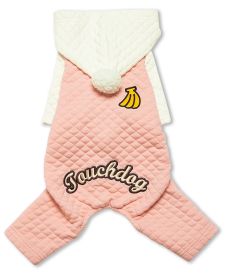 Touchdog Fashion Designer Full Body Quilted Pet Dog Hooded Sweater (Color: Pink/White)