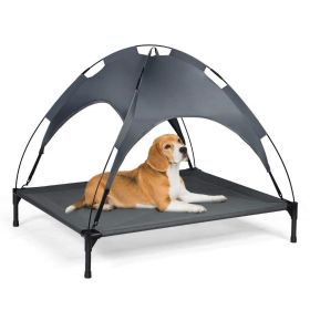 Outdoor travel CampingPortable Elevated Pet Bed With Removable Canopy Shade (Color: Grey)