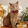 2pcs Christmas Snowflake Checker Bowknot Bell Cat Collar Safety Buckle Removable Pet Collar ; dog Christmas Bell collar